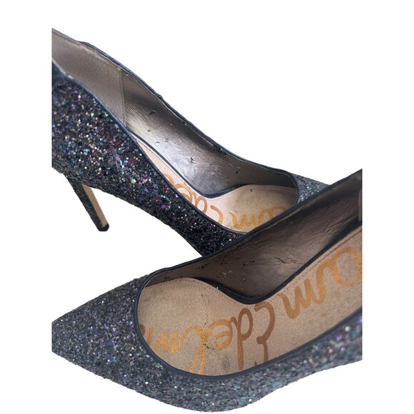 SAM EDELMAN Navy Blue Glitter Heels Size 7.5 - Picture 5 of 8